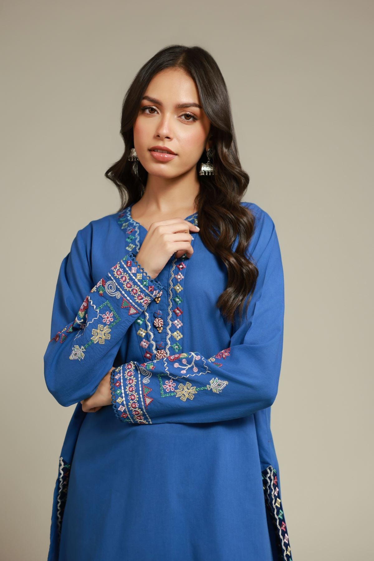 Embroidered Cambric 2-Piece Tailored Set - 2-26-107-A-F-VG