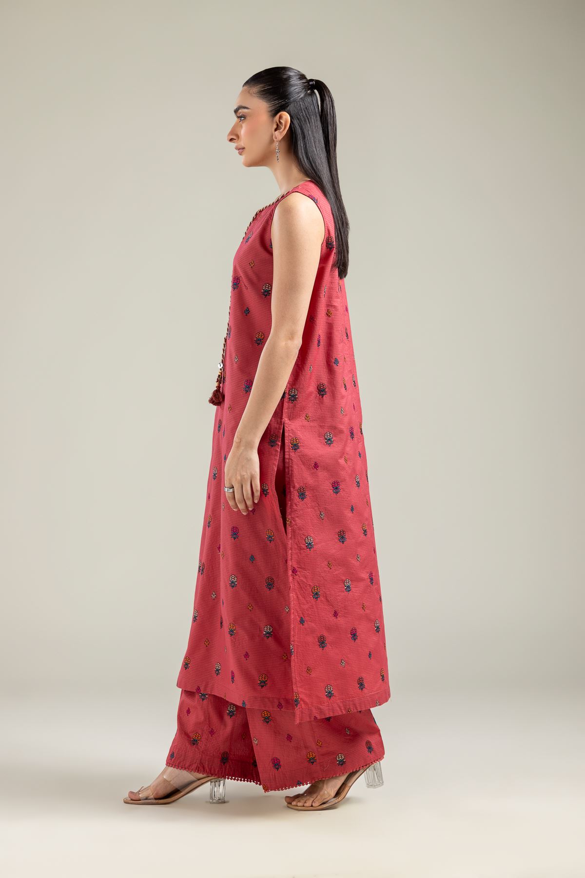 Embroidered Mesuri Embroidered Pants - 1-26-142-A-F-VG