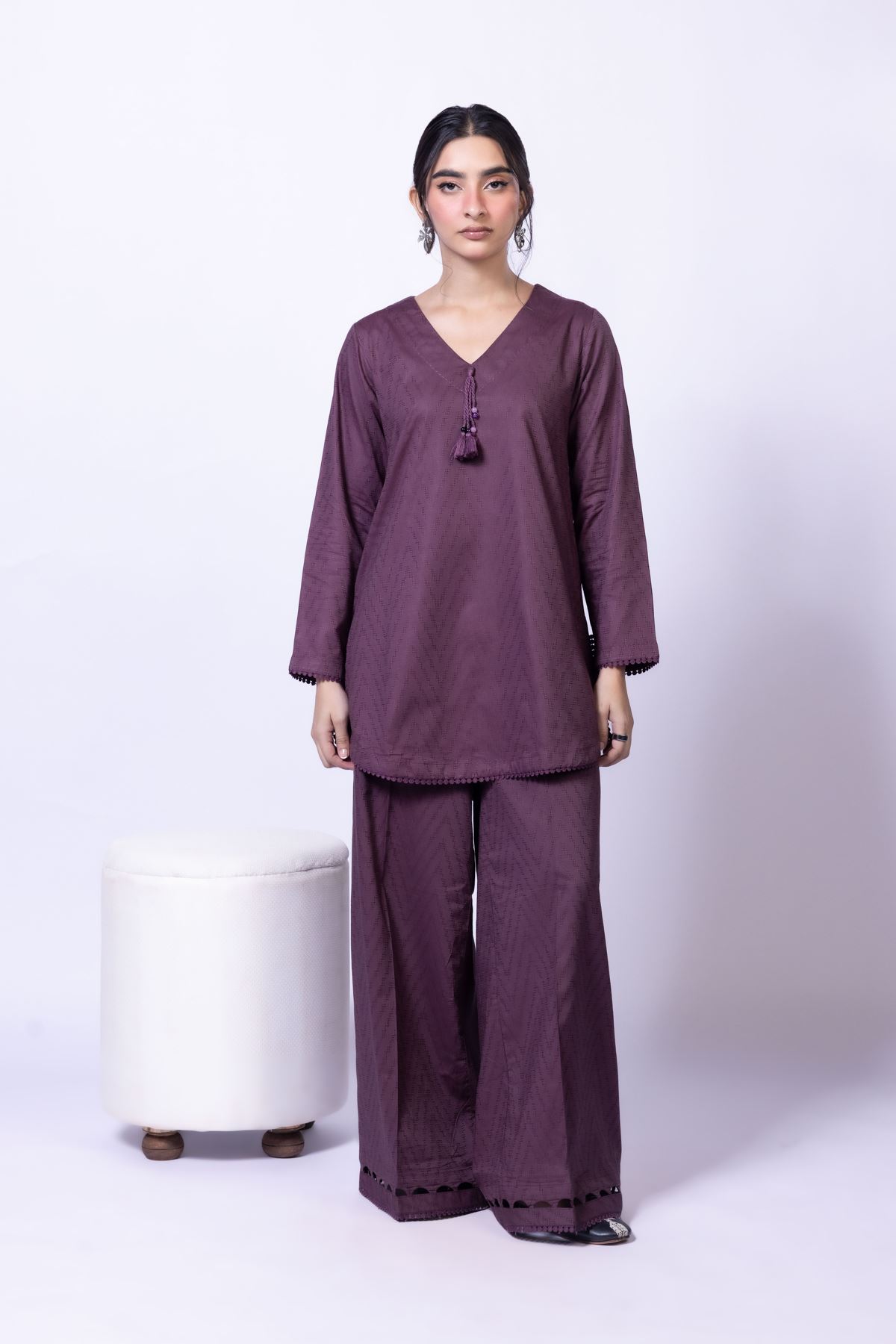 Dyed Jacquard Kurta - 25-09-12E2-01TA-VG