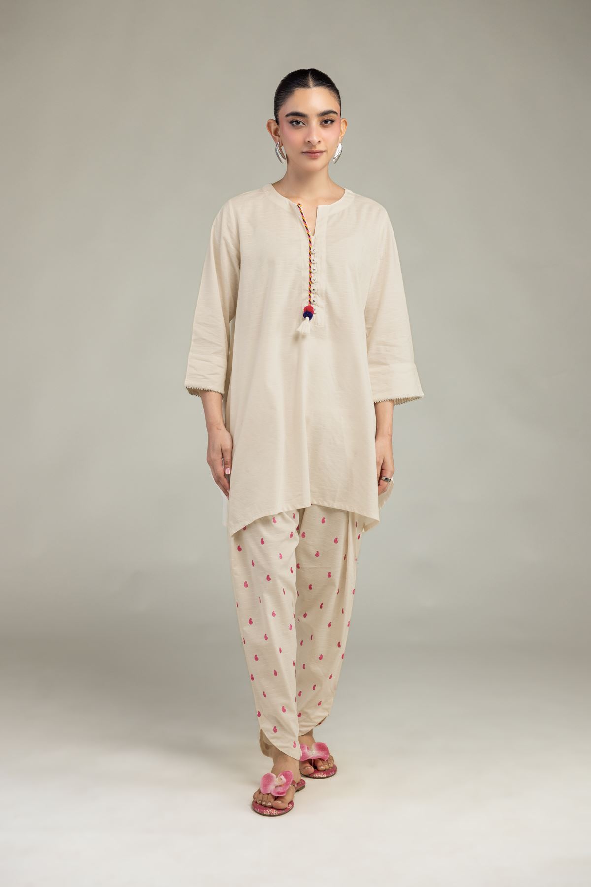 Embroidered Textured Cotton Viscose Cotton Viscose Shalwar - 8-26-203-A-C1-VG