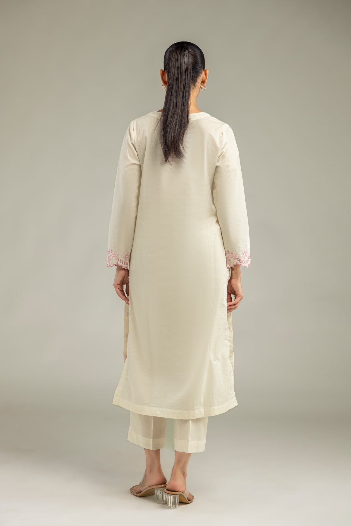 Embroidered Cambric Cambric Floral Kurta - 1-26-102-A-F-VG