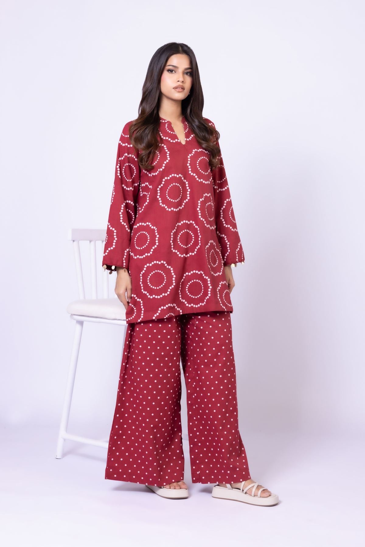 Printed Heavy Textured Cotton Pants - 25-10-11E1-06TA-VG