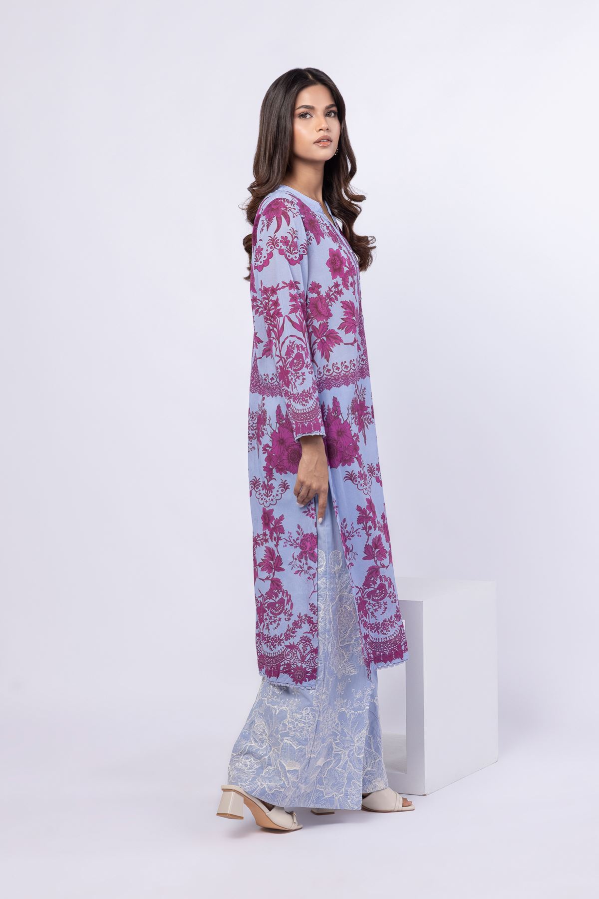 Printed Swiss Voile Kurta - 25-09-11W3-02SA-VG