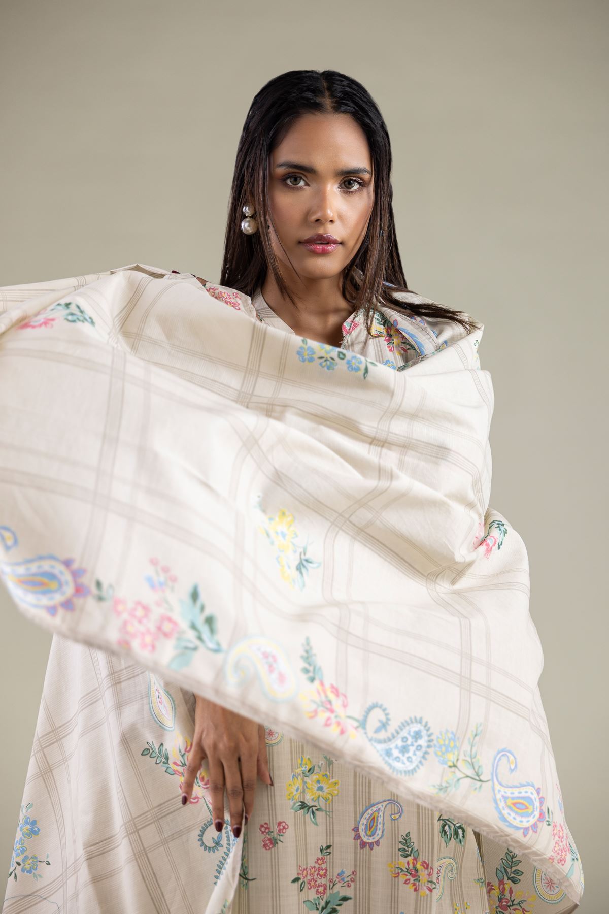 Embroidered Textured Lawn Dupatta - 1-26-123-A-E-VG