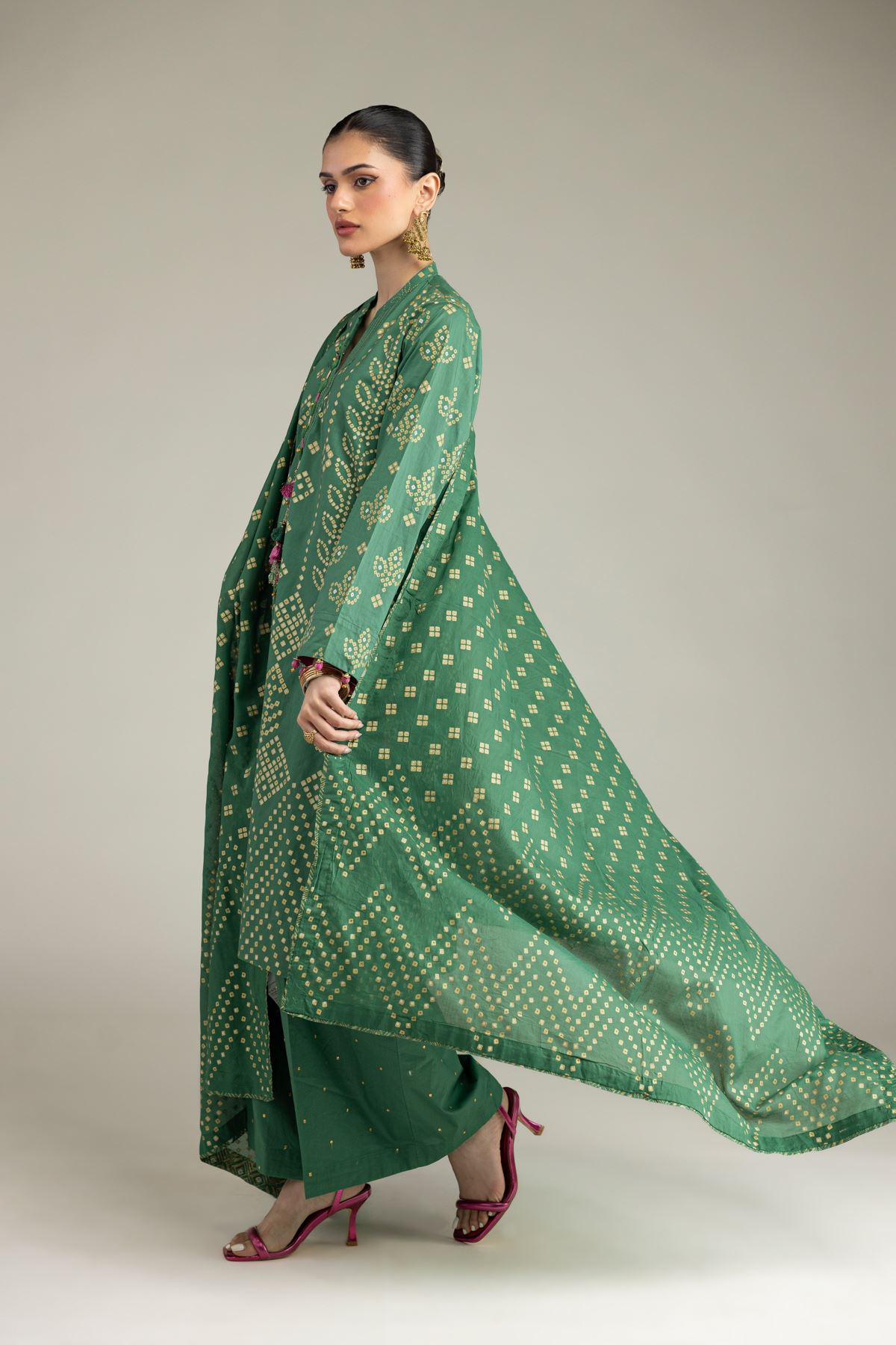 Embroidered Cambric Cambric 3-Piece Co-ord - 12-26-116-F-E-VG