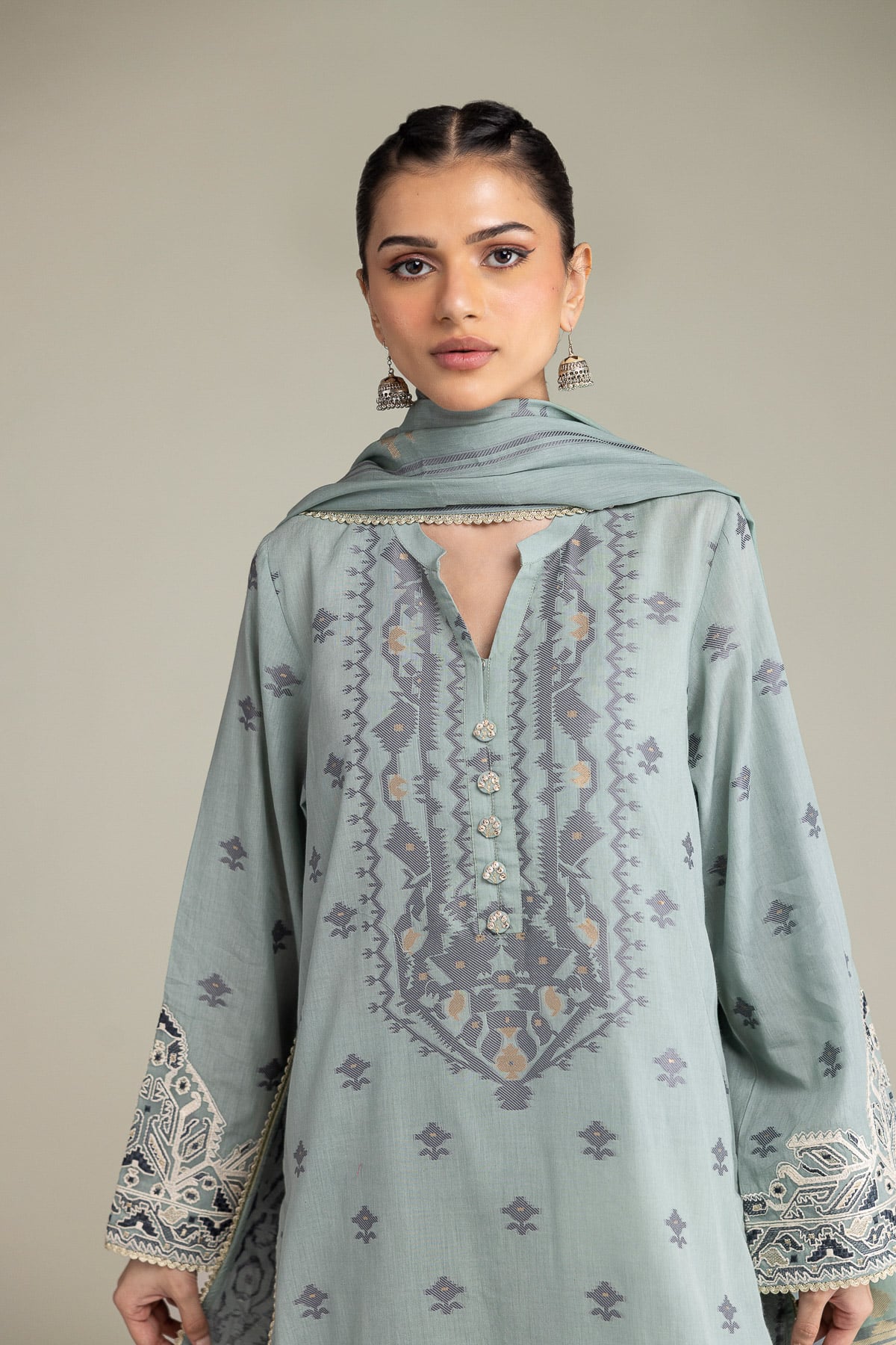 Embroidered Jacquard Fabrics 3 Piece - T-A33-26-207FD1-VG
