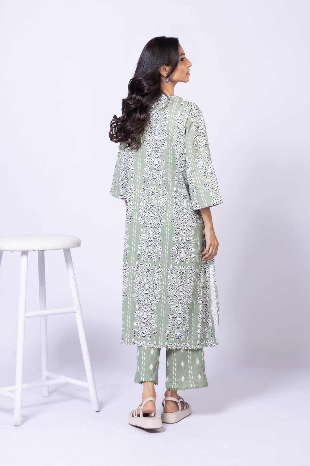 Printed Cotton Crinkle Kurta - 25-10-11E4-04TB-VG
