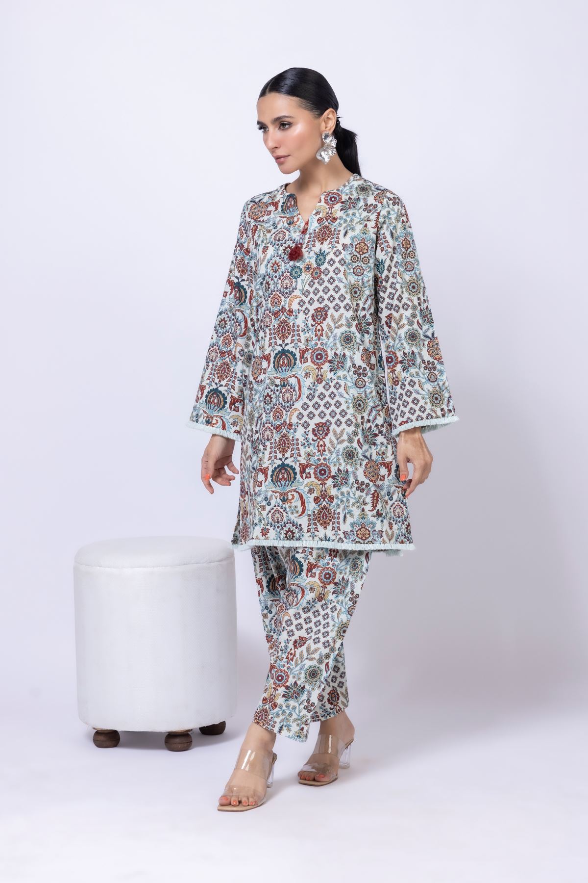 Printed Cotton Dobby Kurta - 25-10-12E6-07TB-VG