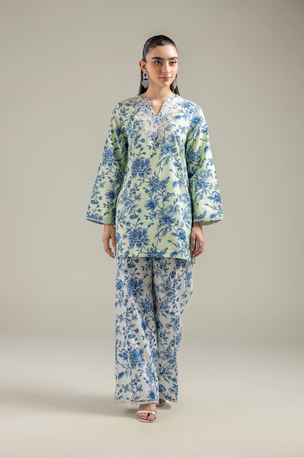 Embroidered Cotton Dobby Short Cotton Kurta - T-A22-26-122FI1-VG