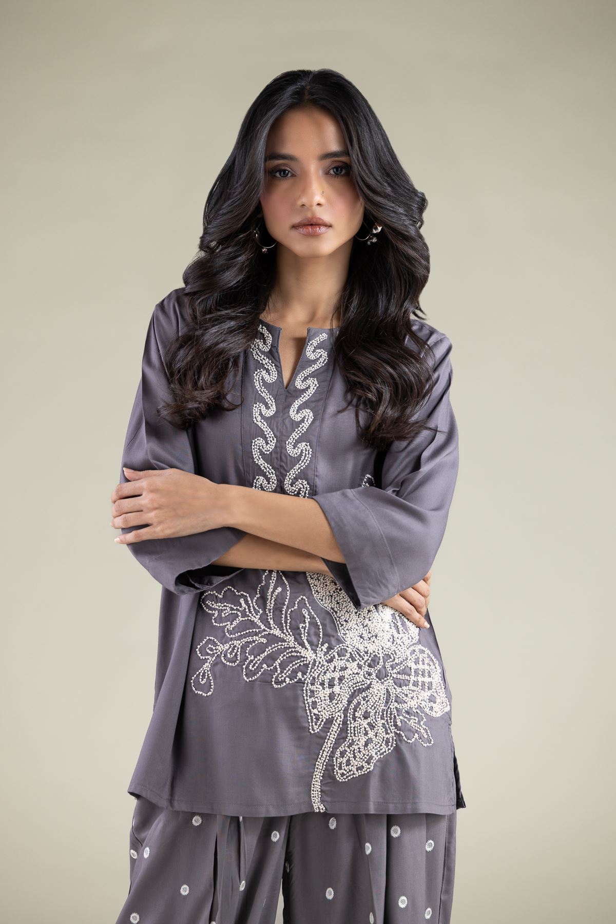 Embroidered Viscose Tunic - 6-26-105-A-F-VG