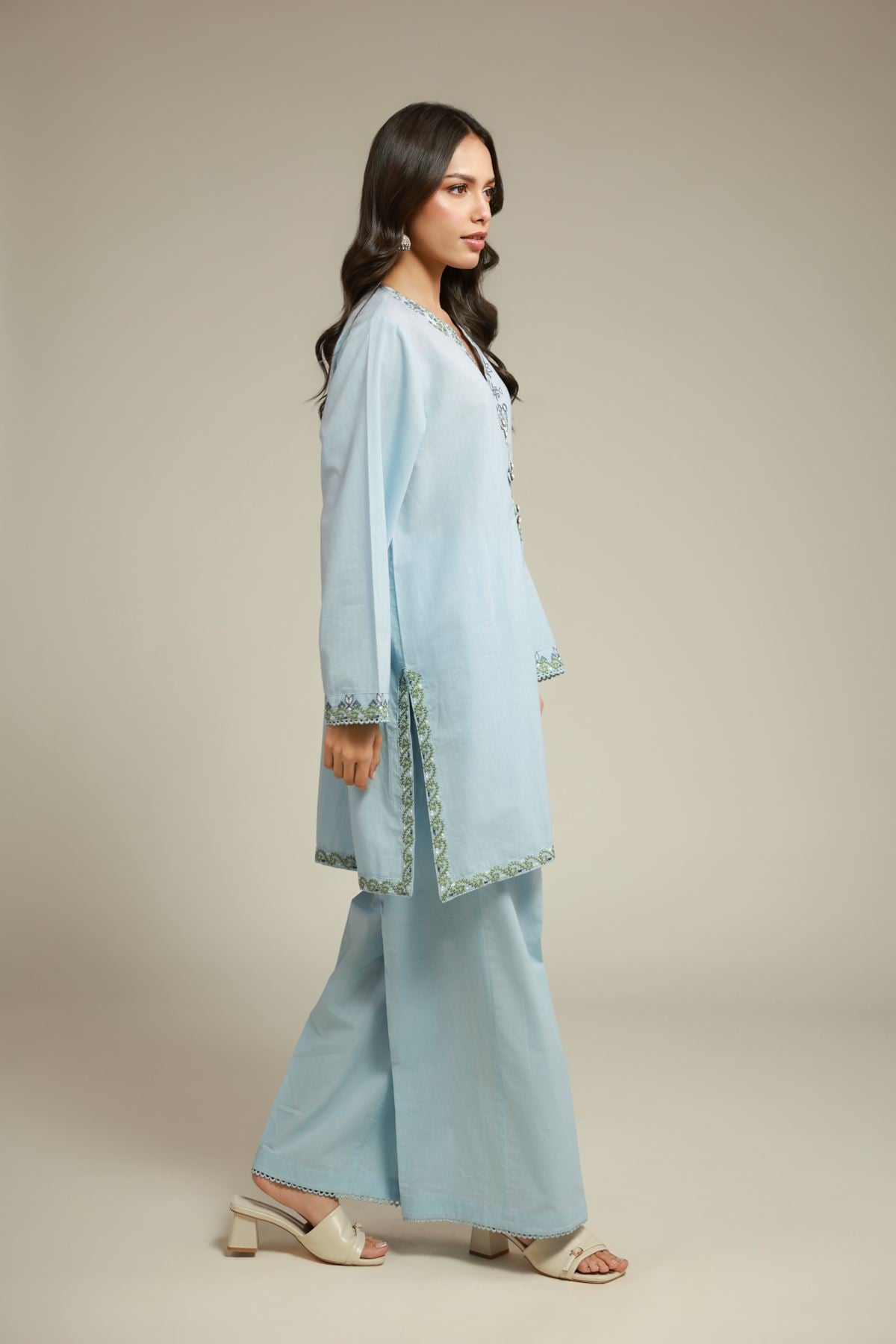 Embroidered Cambric Fabrics 2 Piece | Top and Bottom - A112-26-122EA2-VG
