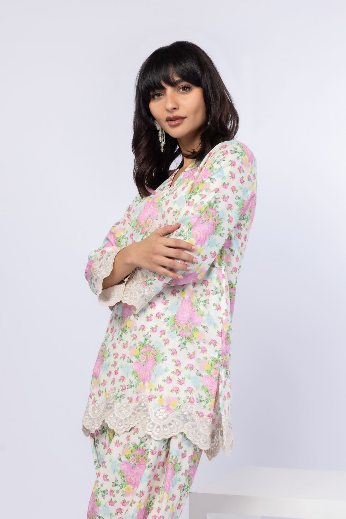 Embroidered Crosshatch Raw Silk Kurta - 25-05S23-08TA-VG