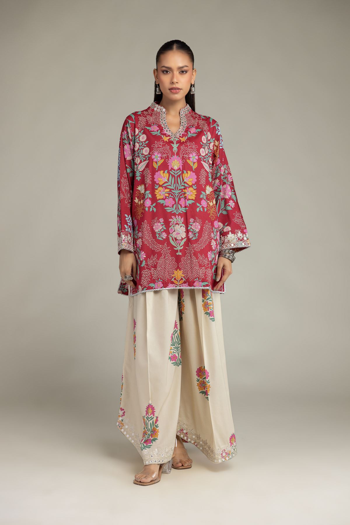 Embroidered Cotton Viscose Pants - 1-26-234-A-B1-VG