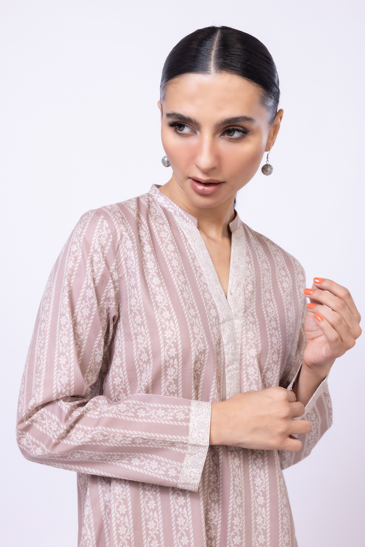 Printed Cambric Kurta - 25-04E43-04TB-VG