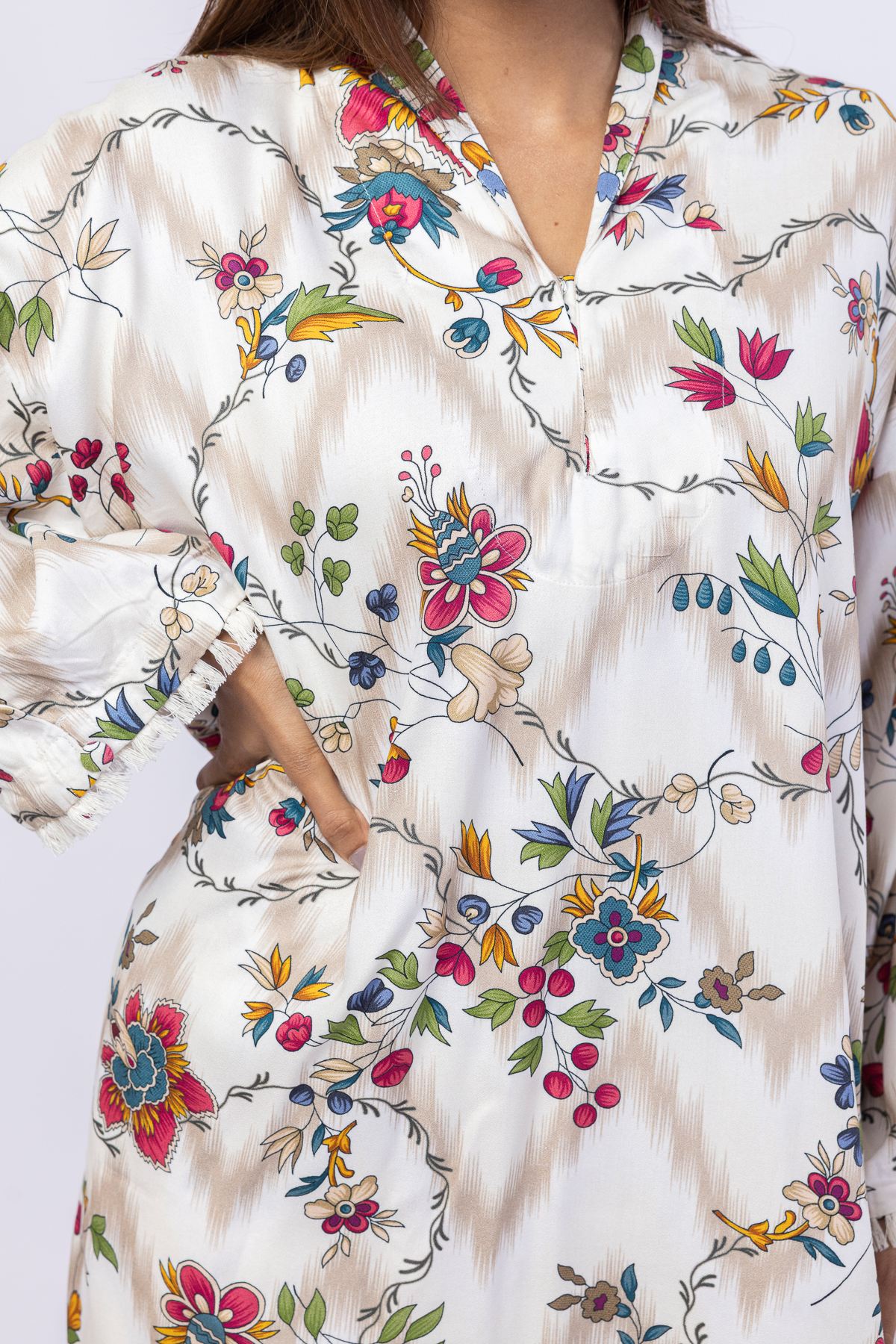 Printed Viscose Crepe Kurta - 25-07-7E5-06TB-VG