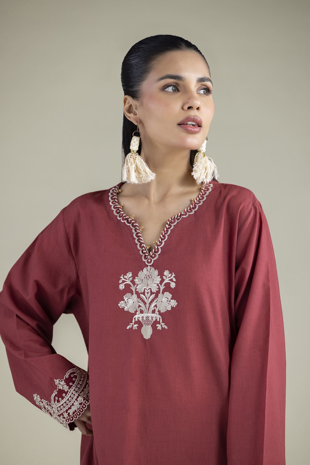 Embroidered Cambric Fabrics 2 Piece | Top and Bottom - 2-26-308-A-B1-VG