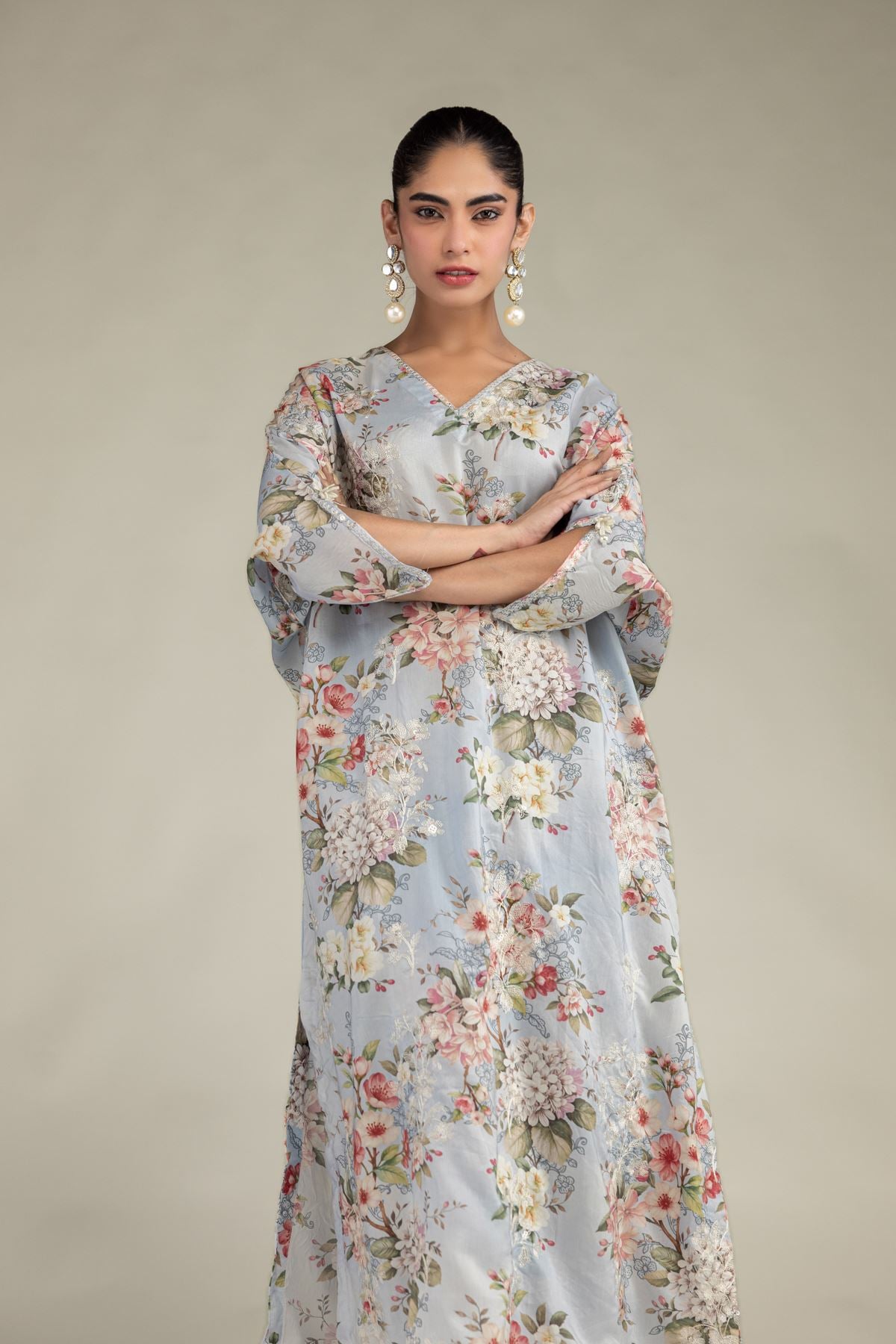Embroidered Blended Viscose Long Embroidered Kurta - 1-26-102-A-F-VG