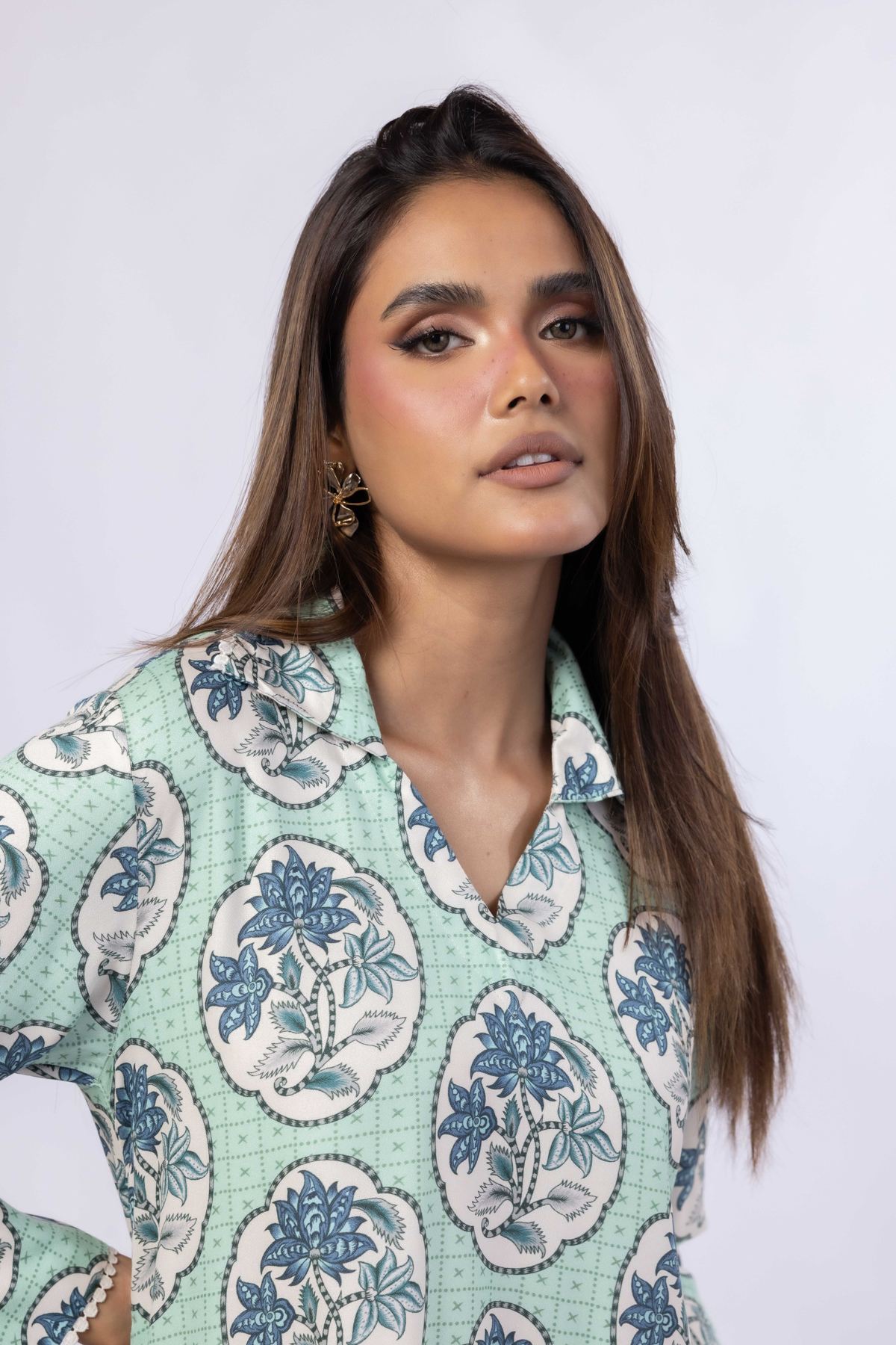 Printed Viscose Crepe Kurta - 25-08-8E6-02TA-VG