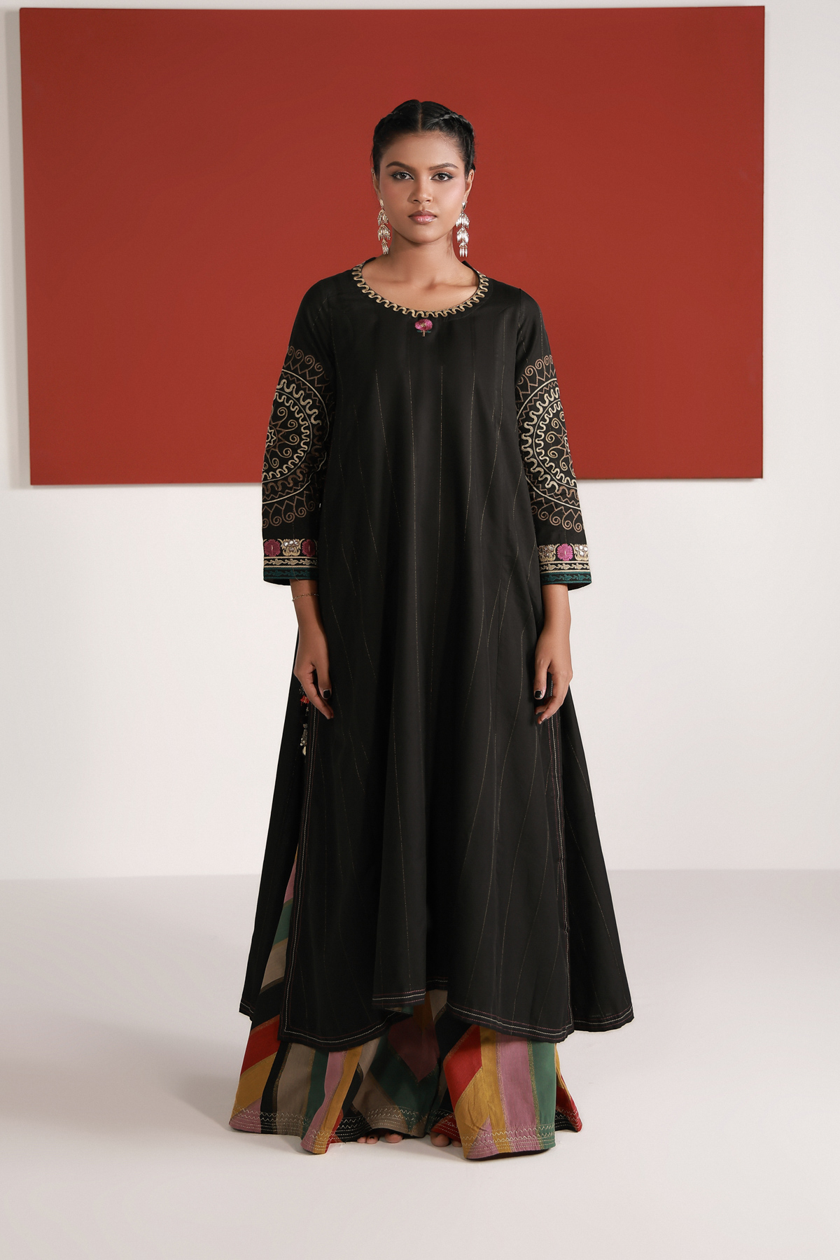 Yarn Dyed Embroidered Handwoven Kurta - 2-26-202-A-D-VG