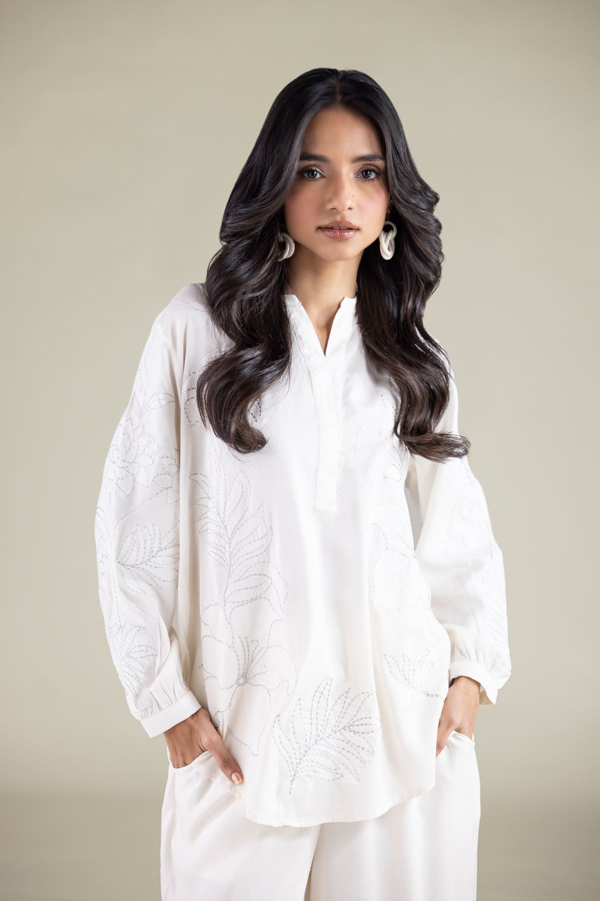 Embroidered Viscose Tunic - 6-26-104-A-D-VG