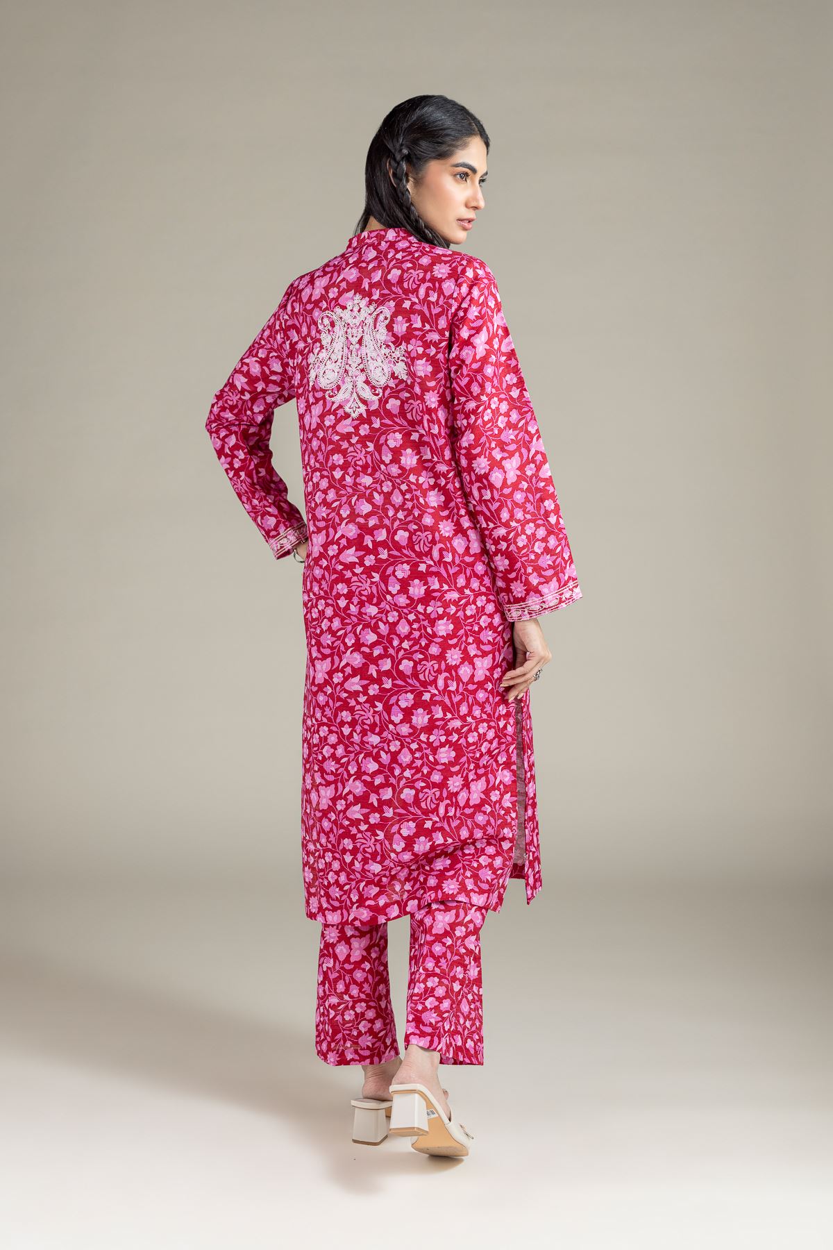 Embroidered Textured Cotton Kurta - 25-04EX18-03TA-VG