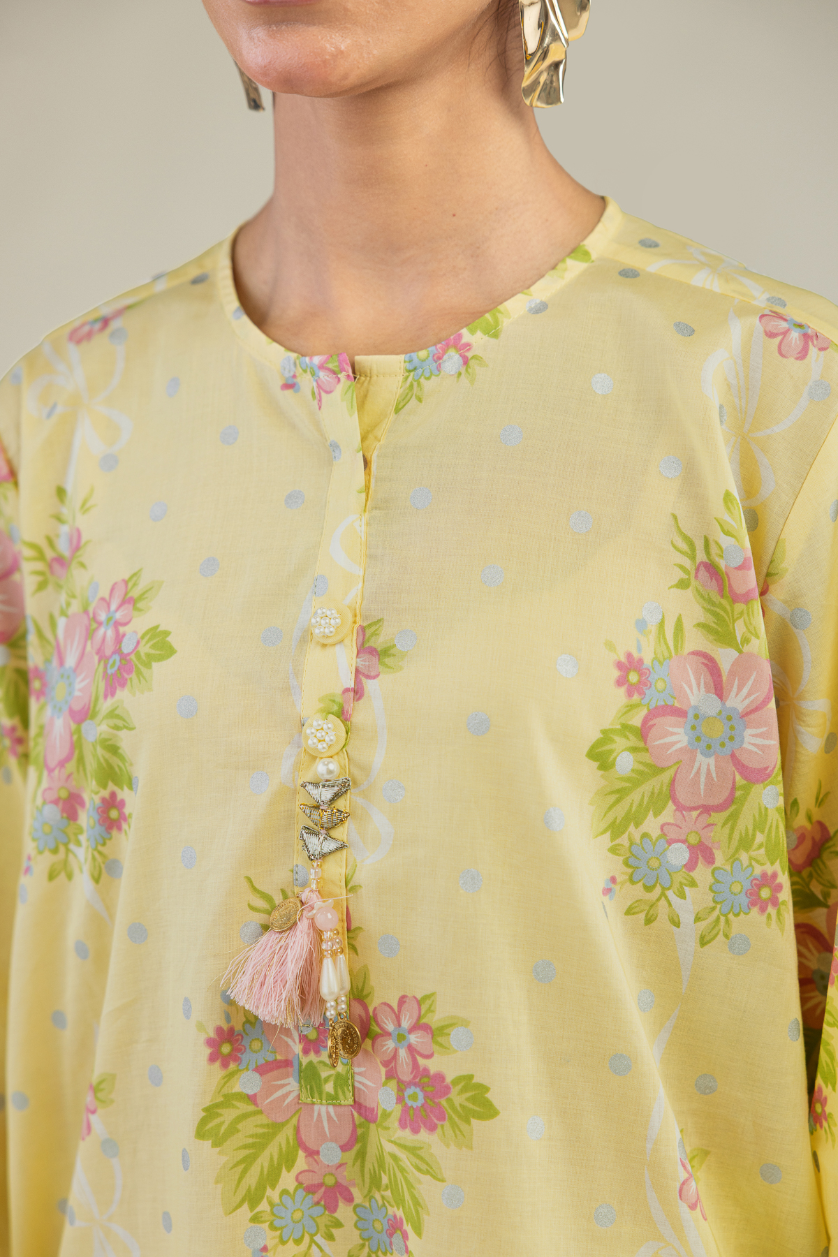 Printed Cambric Floral Yellow Kurta - 1-26-240-A-J1-VG
