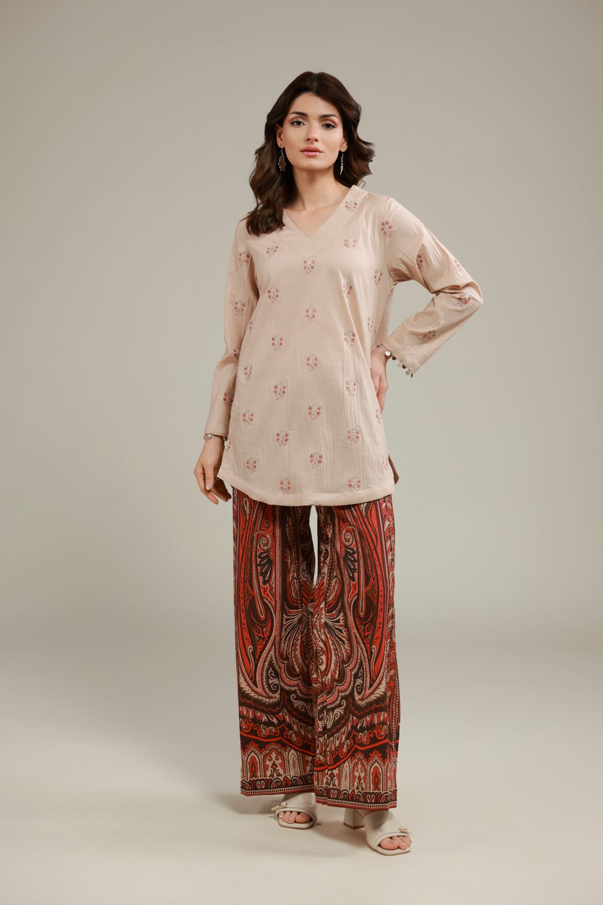 Embroidered Cotton Crinkle Floral Crinkled Kurta - 1-26-231-A-A1-VG