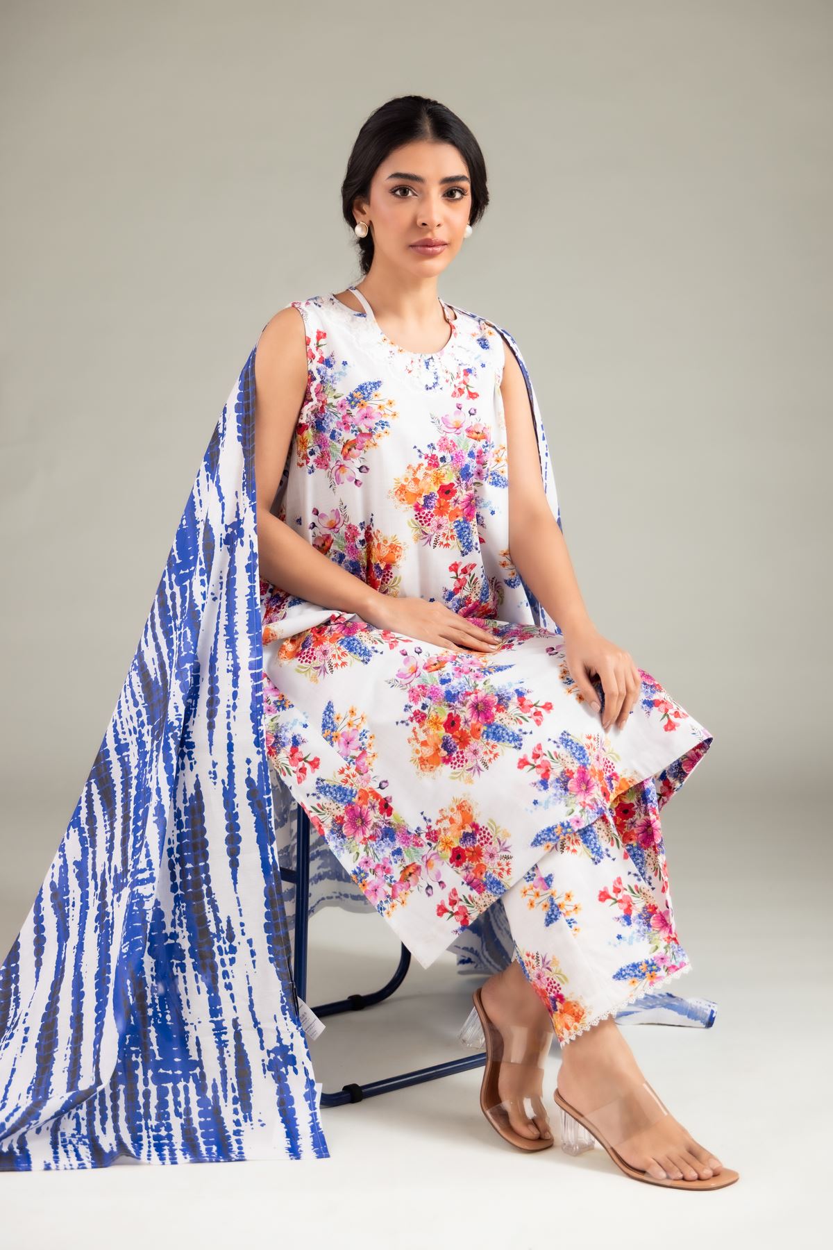 Printed Textured Lawn Dupatta - 1-26-130-A-D-VG