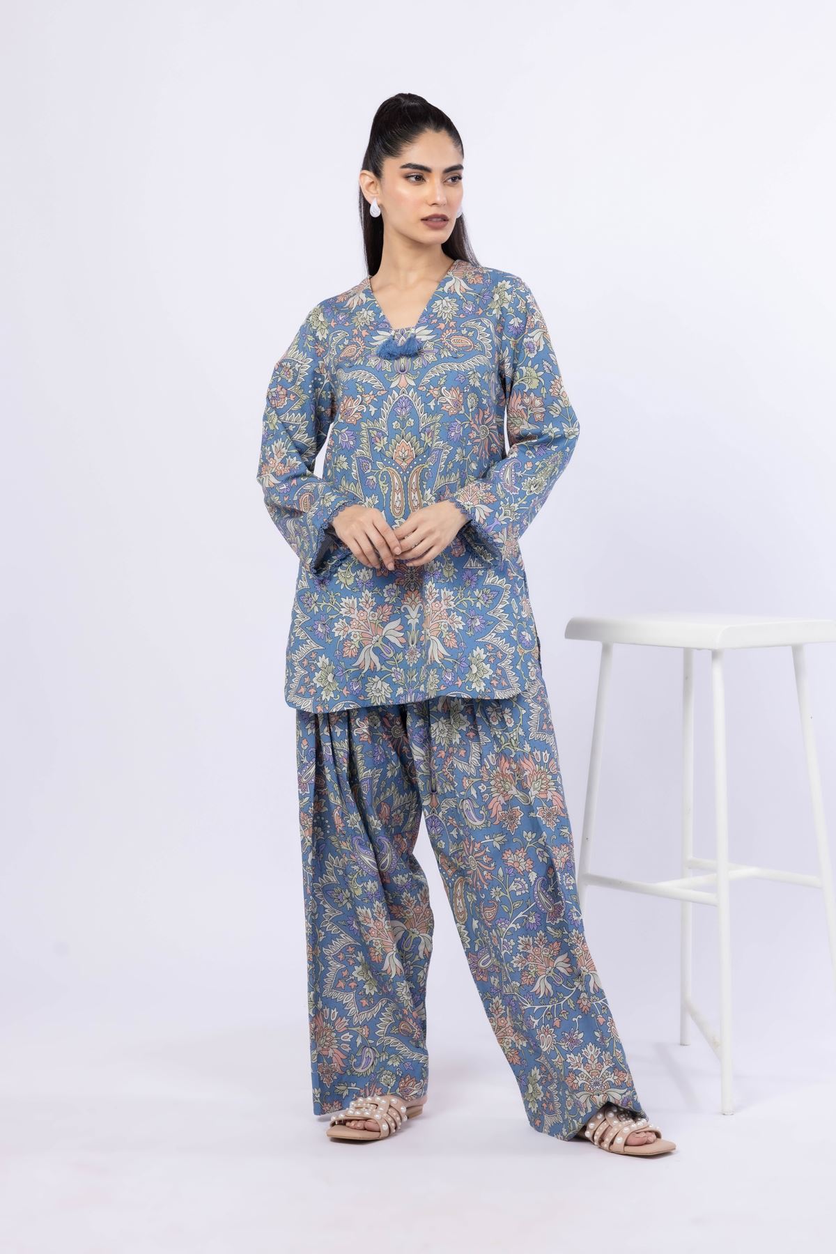 Printed Cotton Dobby Shalwar - OTD4-EX26-02BA-VG