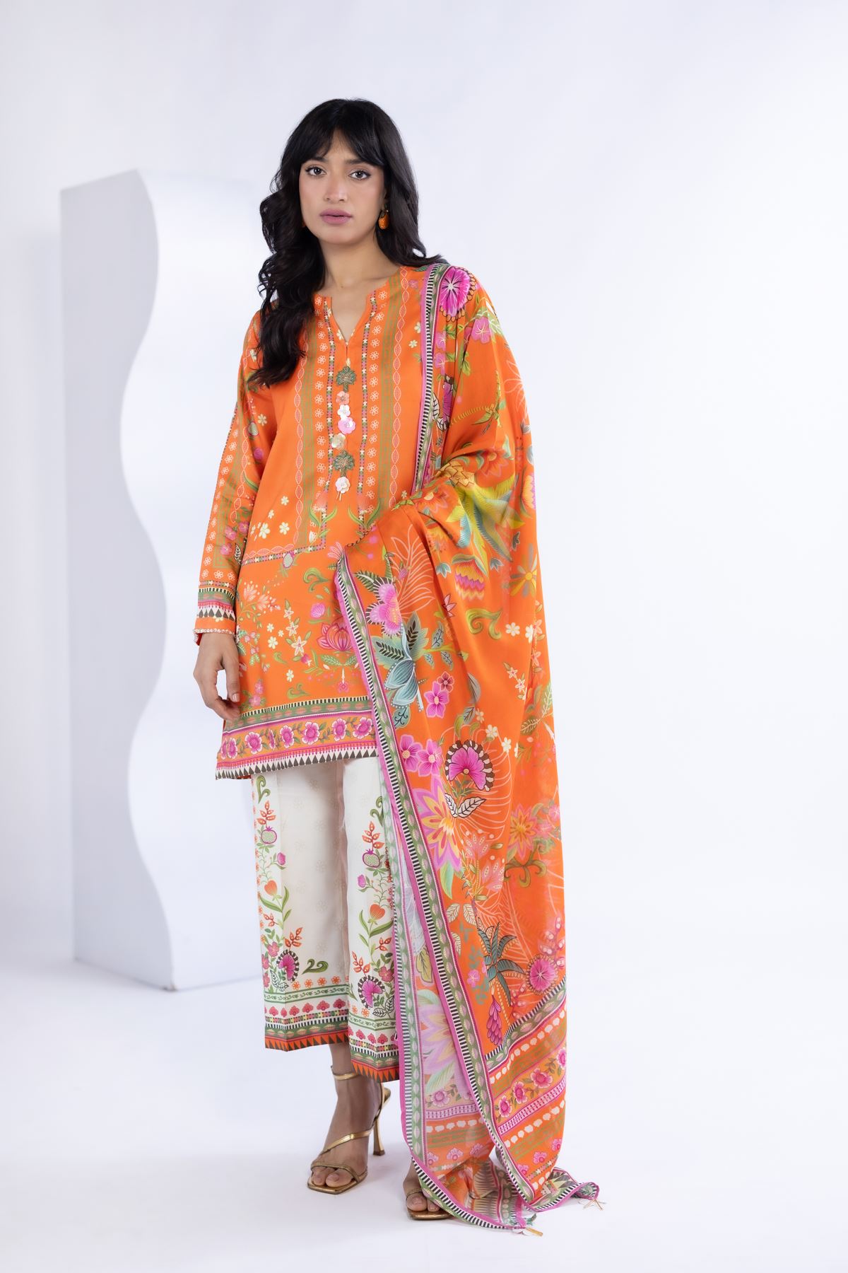 Printed Thai Silk Kurta - ST25086A-VG