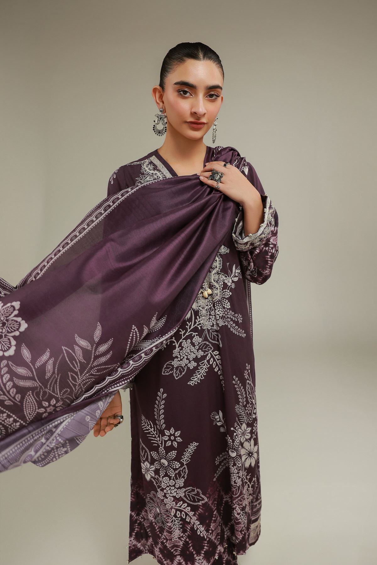 Embroidered Polyester Silk Floral All-Season Dupatta - 2-26-102-A-B-VG