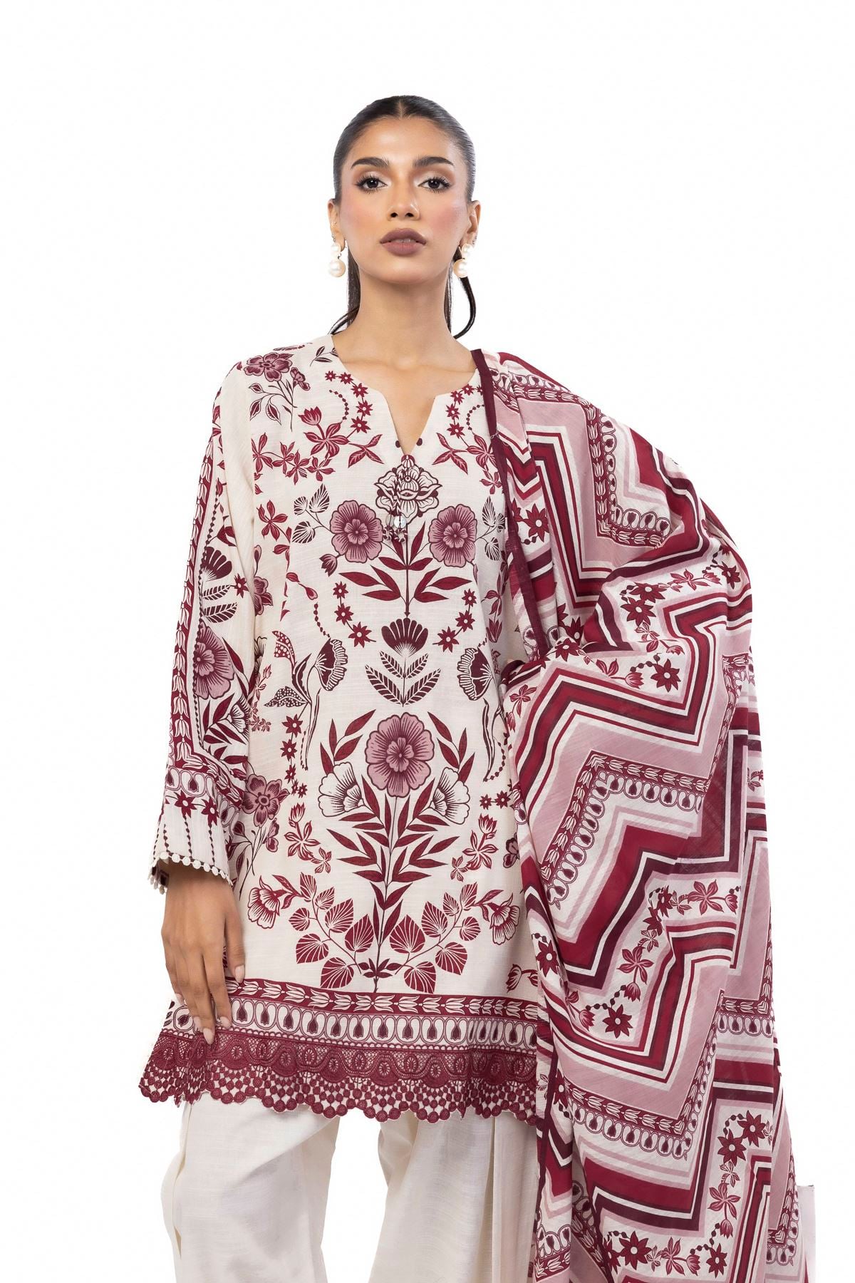Embroidered Khaddar Fabrics 3 Piece - 6-26-101-A-B-VG