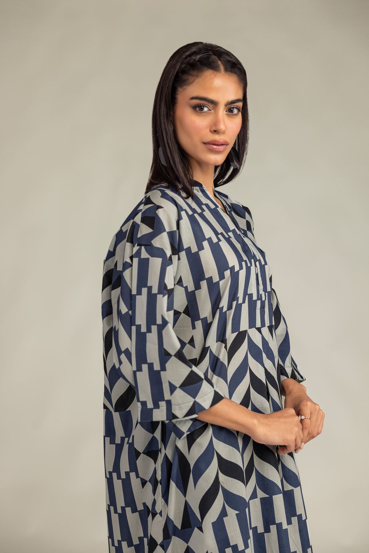 Printed Cambric Long Cambric Kurta - 1-26-102-A-F-VG