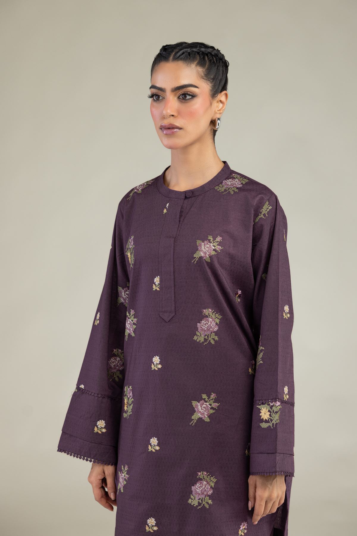 Embroidered Cotton Dobby Cotton Dobby Kurta - 25-10-12E5-12TA-VG