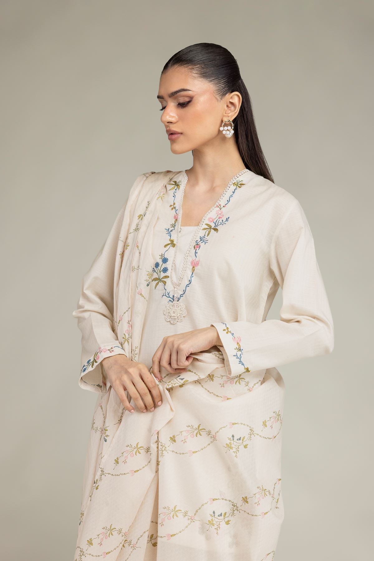 Embroidered Cotton Net Cotton Net Dupatta - 1-26-245-A-J1-VG