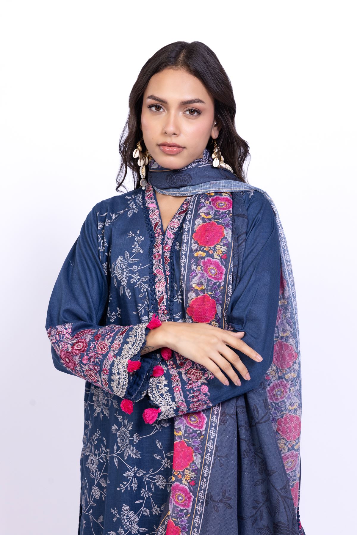Printed Dobby Net Dupatta - 25-10-12E1-04TA-VG