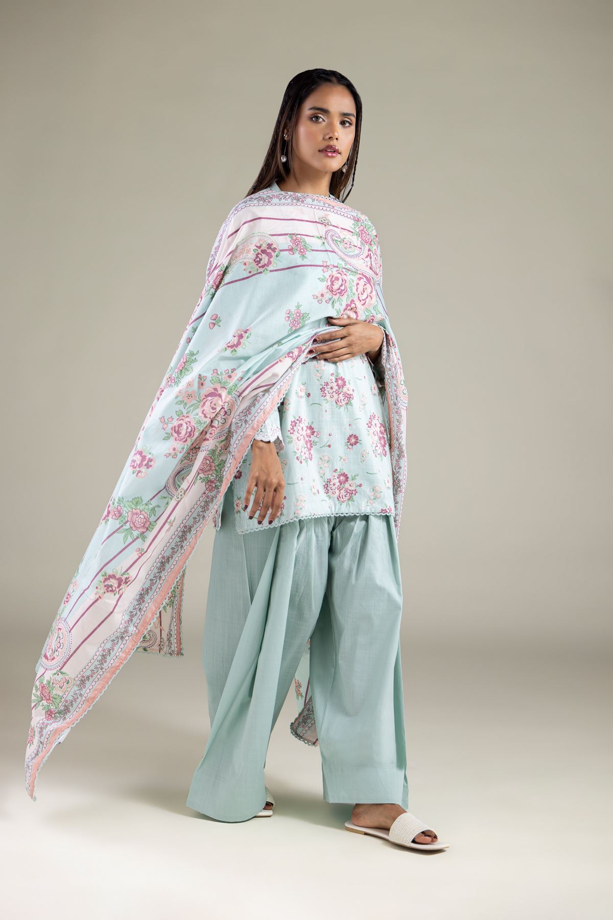 Embroidered Textured Lawn Dupatta - 1-26-123-C-E-VG