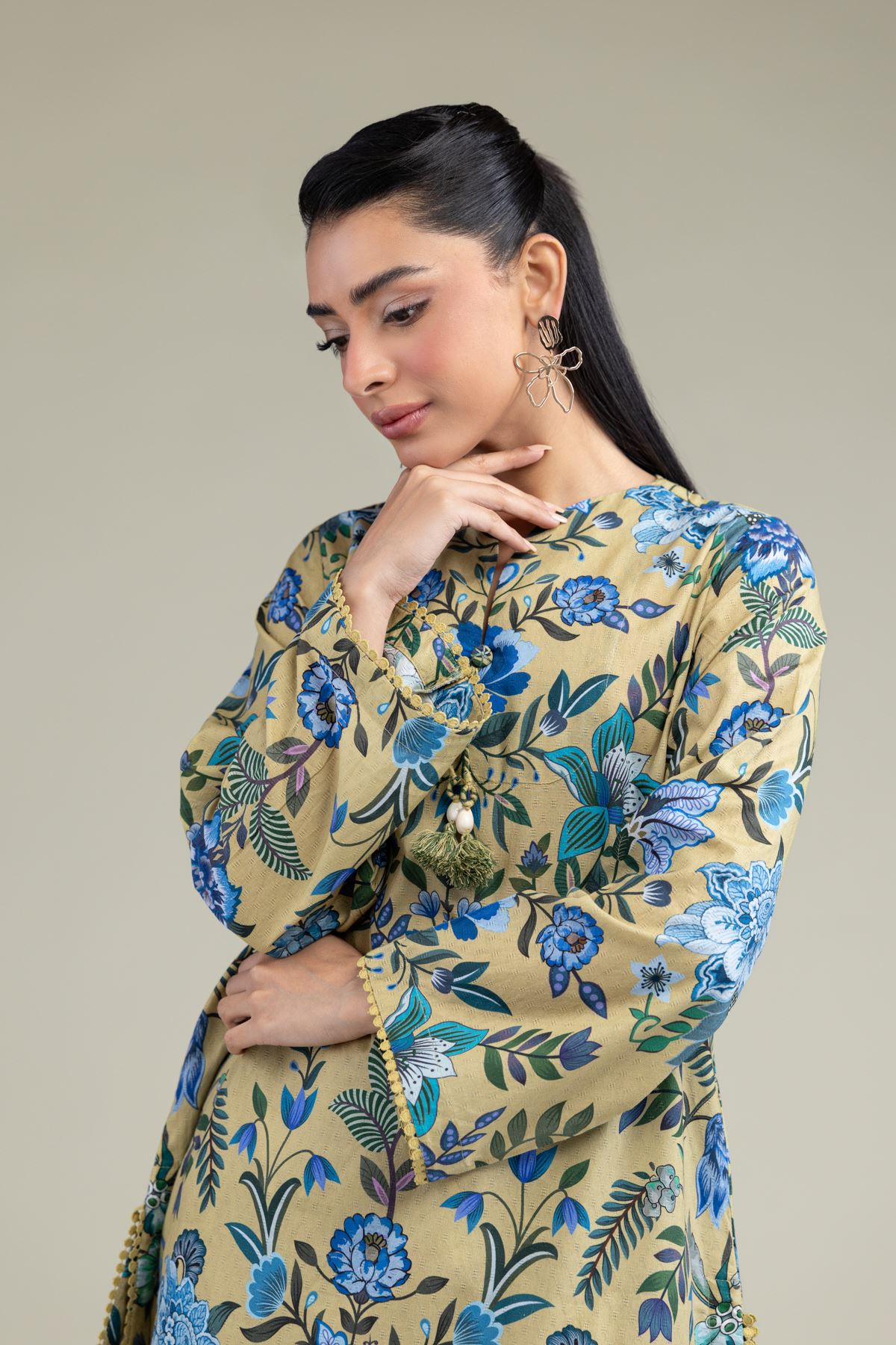 Printed Cotton Dobby Floral Cotton Kurta - 1-26-219-A-D1-VG