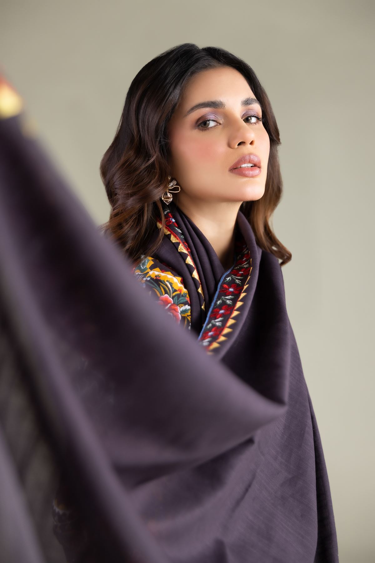 Embroidered Textured Cotton Floral Tassel Dupatta - 1-26-115-C-H-VG