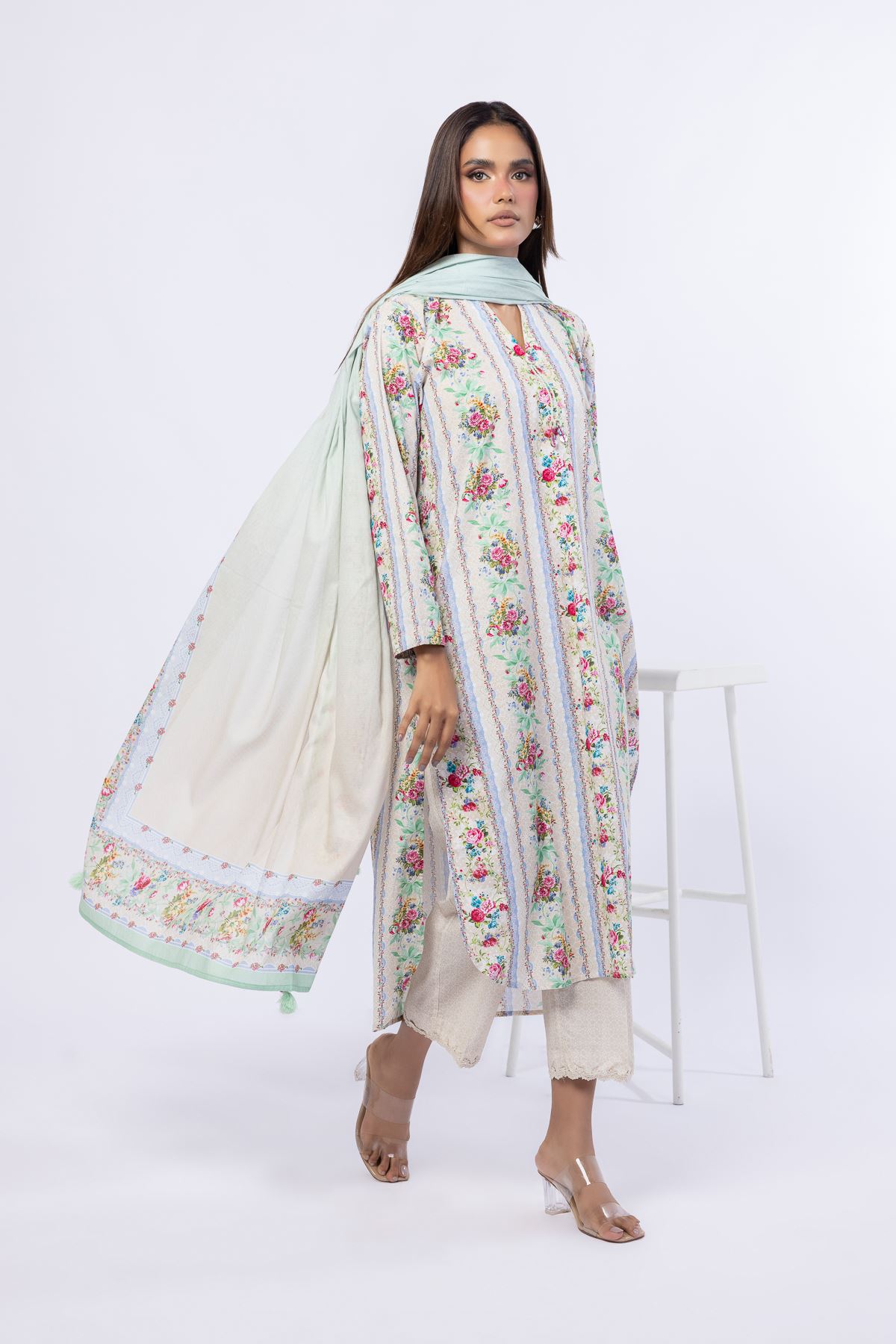 Printed Cotton Square Dupatta - 25-08-8E5-04TA-VG