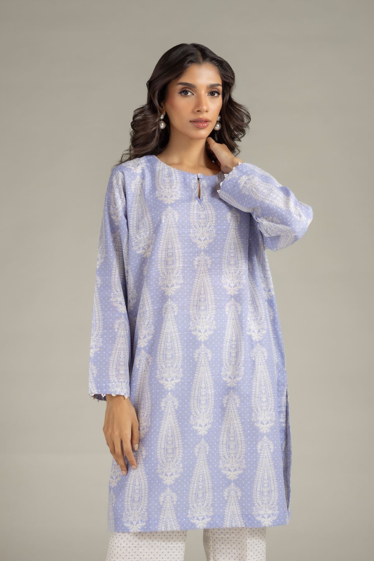 Printed Textured Cotton Kurta - 25-10-10S4-02TA-VG