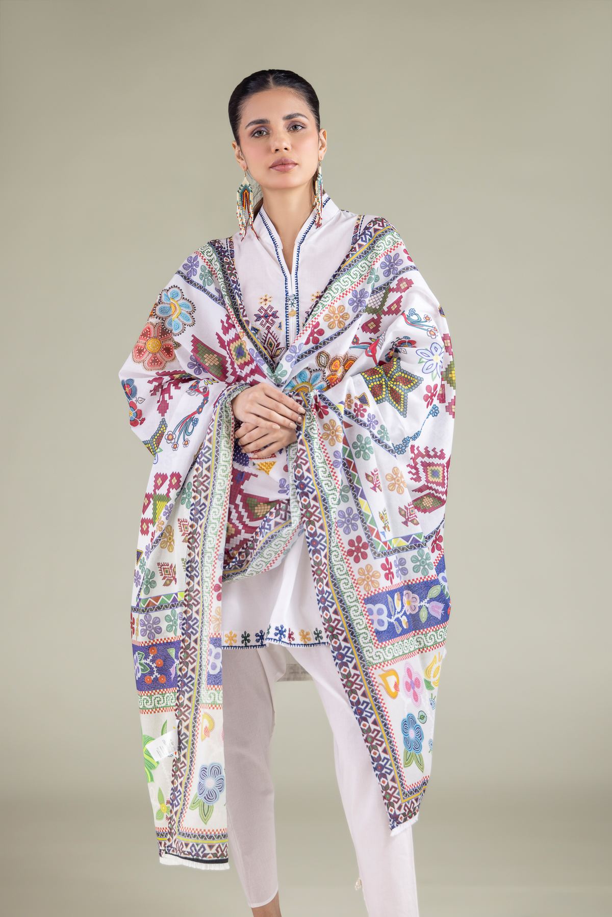 Embroidered Lawn Printed Dupatta - 1-26-127-A-F-VG