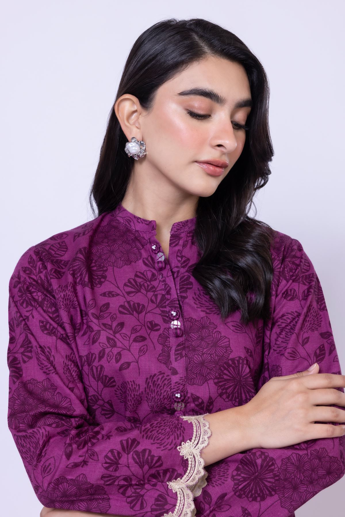 Embroidered Heavy Textured Cotton Kurta - 25-09-11E3-07TA-VG