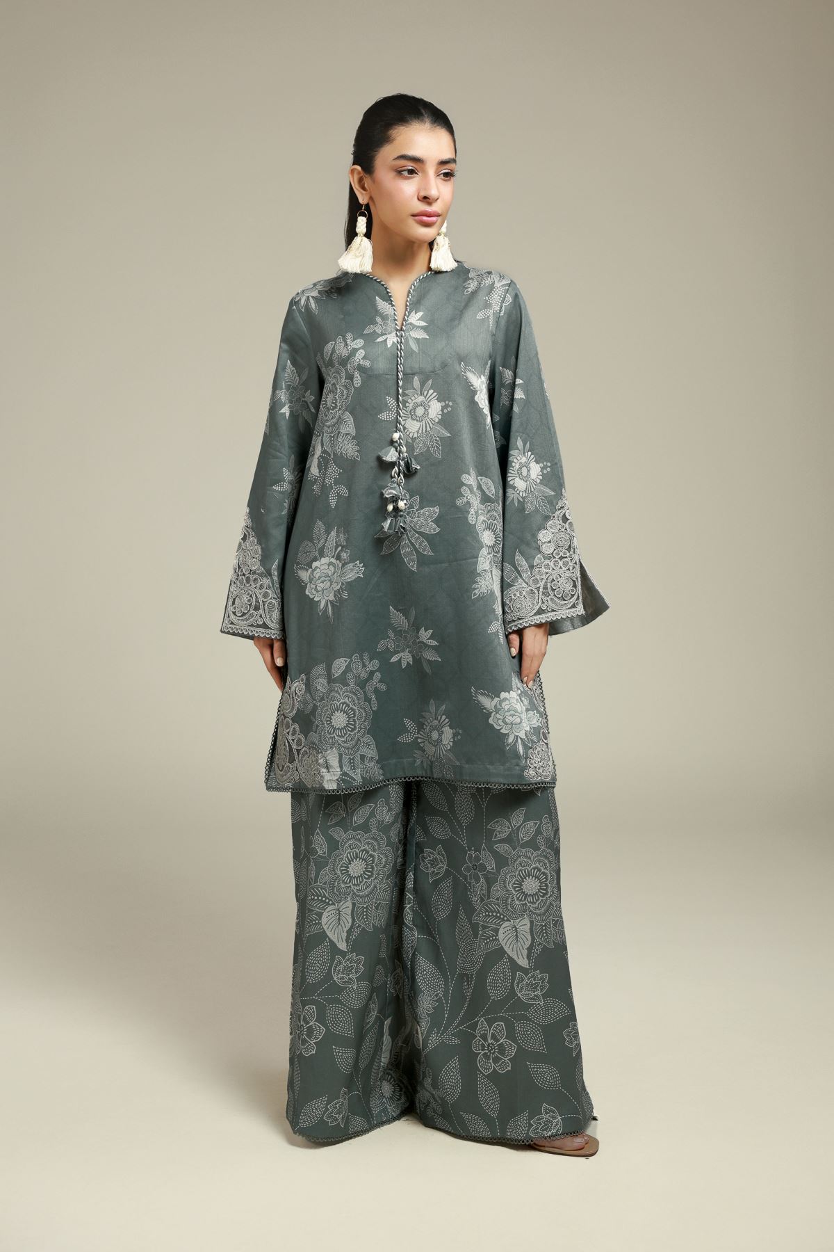 Printed Satin Fabrics 2 Piece - A112-26-107EC1-VG