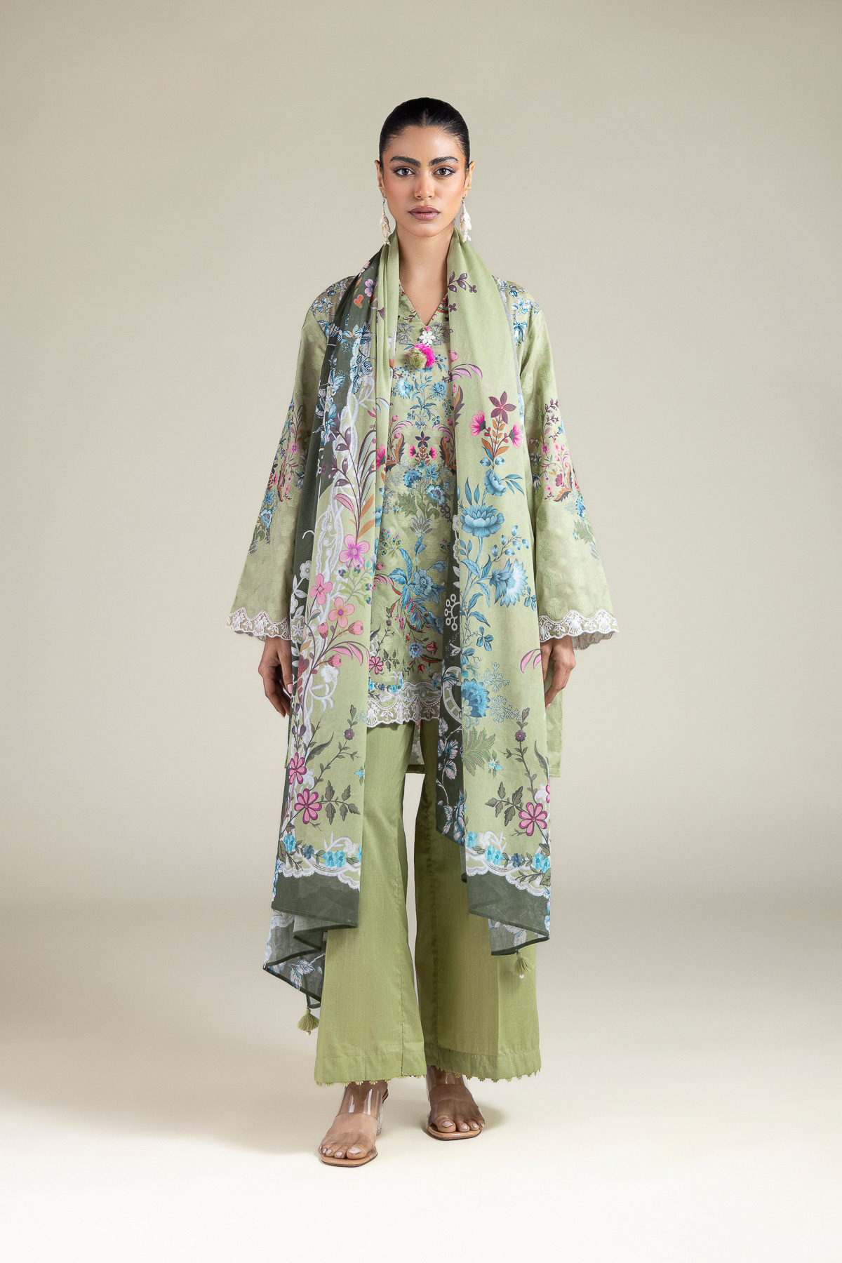 Embroidered Broshia Fabrics 3 Piece - T-A33-26-207FD1-VG