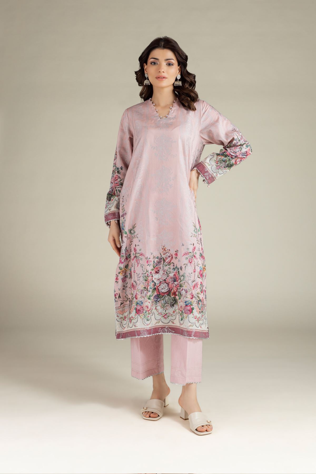 Printed Jacquard Tailored 2 Piece | Top and Bottom - T-A113-26-106EC2-VG