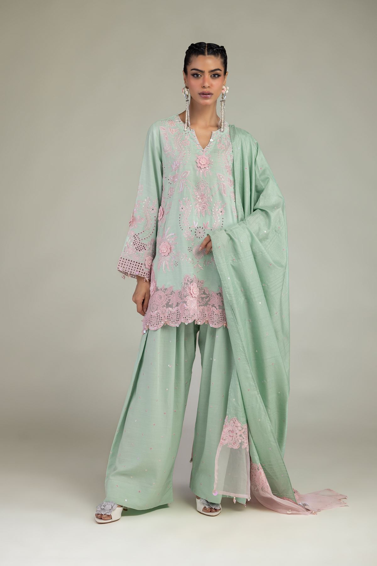 Raw Silk 3-Piece Co-ord Set - 1-26-245-A-I1-VG