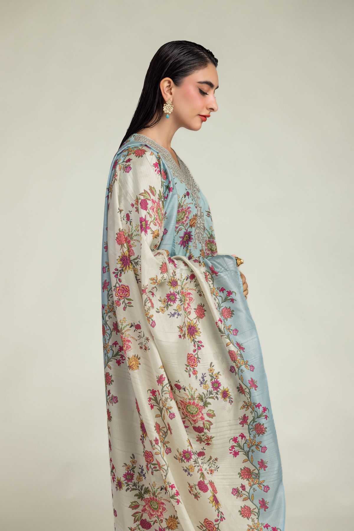 Embroidered Mesuri Floral Mesuri Dupatta - 2-26-201-A-C-VG