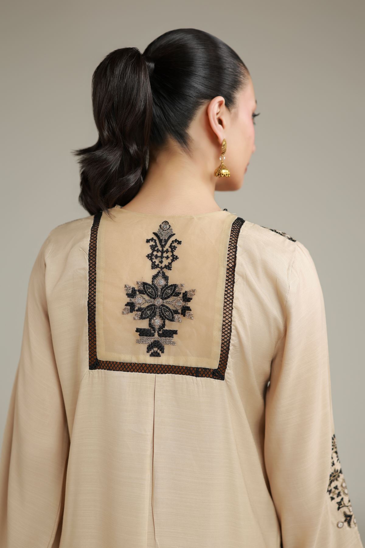 Embroidered Raw Silk Geometric Silk Kurta - 1-26-137-A-B-VG