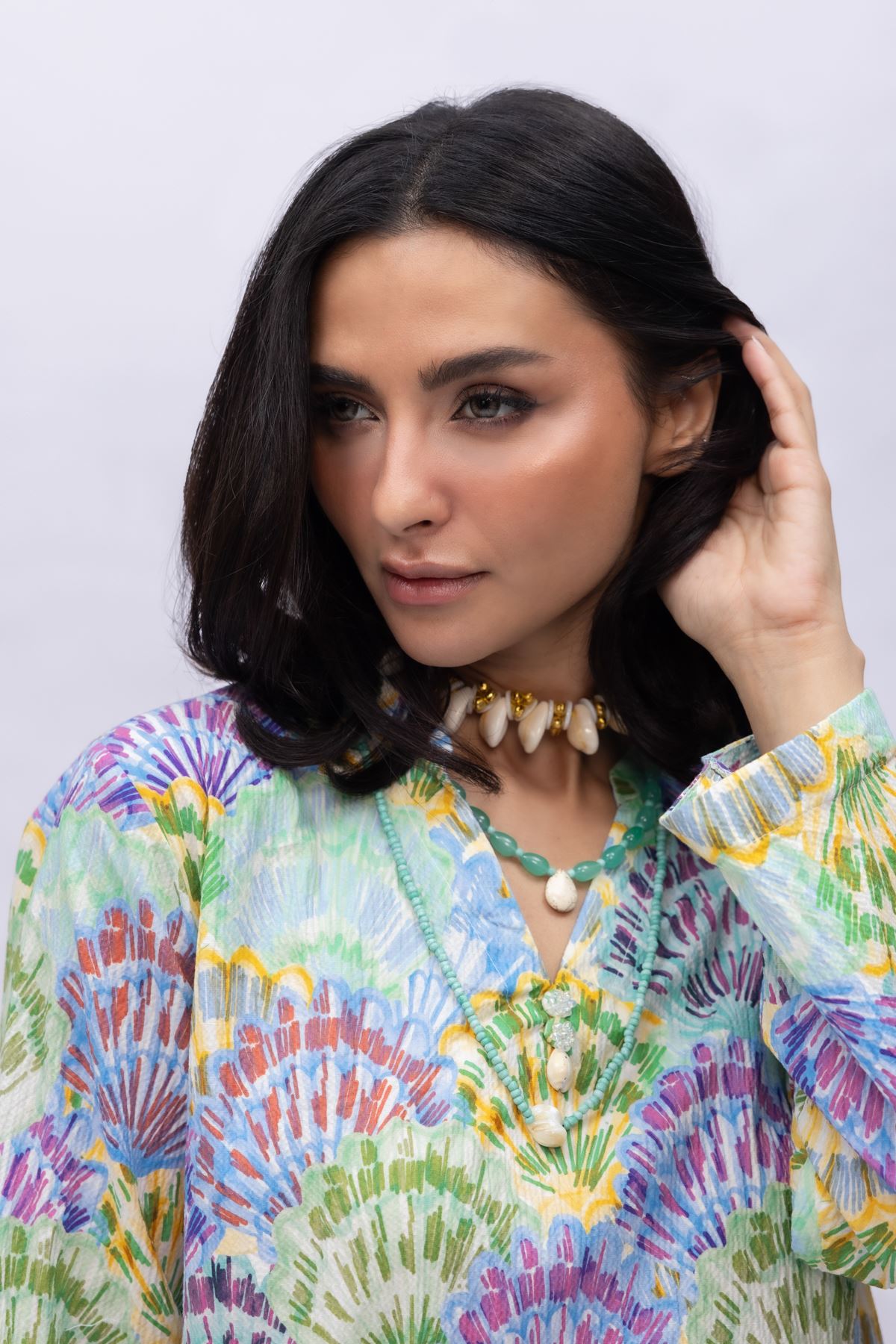 Printed Ripple Crinkle Abstract Cotton Kurta - 1-26-108-A-F-VG